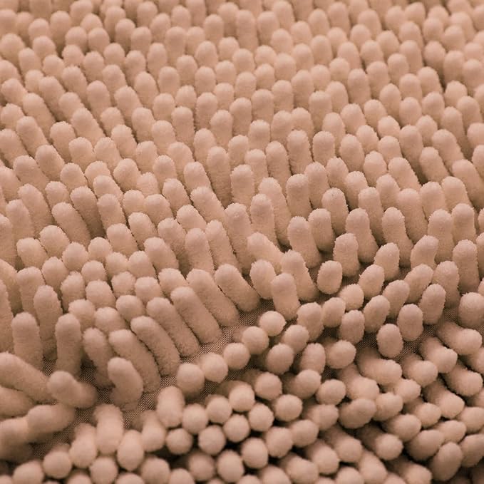 Non-Slip Bath Rug,Extra Soft Microfiber Bedroom Shag Carpet with Anti-Slip Backing,Water/Dust Absorbent Fast Dry Shower Mat,Sound Insulated Stairs Pad,Machine Washable (Camel,23 x 35 Inches)