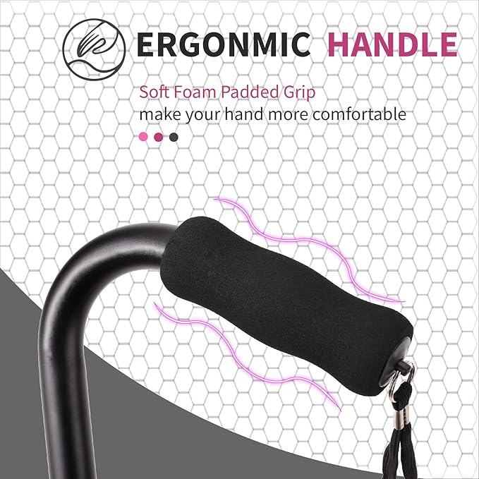 LIXIANG Walking Canes Stablize Women Quad Canes for Seniors & Adults Foldable Adjustable for Men & Women Heavy Duty Freestanding Cane for People with Leg Injuries 3 footings