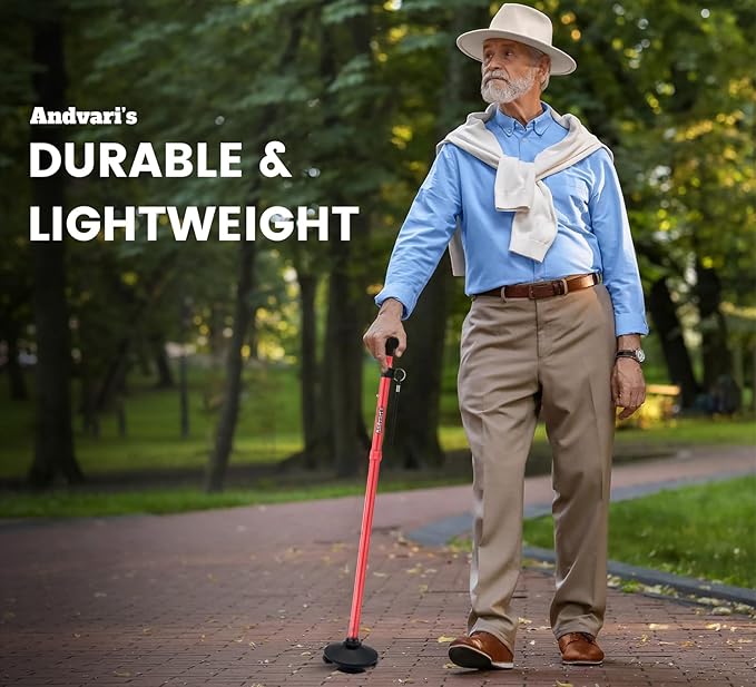 Walking Cane for Men & Women – Foldable, Adjustable, Self-Standing Cane with 360° Pivot Base, Comfortable Grip, Heavy Duty Canes for Women, Collapsible Walking Stick with Travel Bag for Seniors Adults