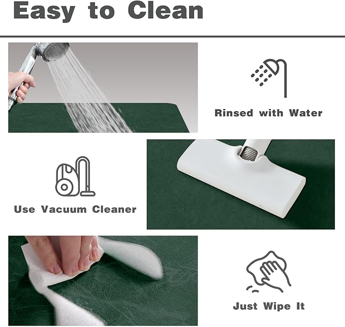 Toilet Rug, Thin Toilet Rugs U Shaped Washable Non Slip Absorbent Quick Dry Low Pile Toilet Mat, 20"x24" U Shape Dark Green