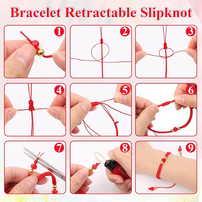 Anezus Red Nylon String for Bracelets, 0.8mm Nylon Thread Chinese Knotting Cord Wind Chime Outdoor Twine String for Beading, Necklaces, DIY Craft, Jewelry Making