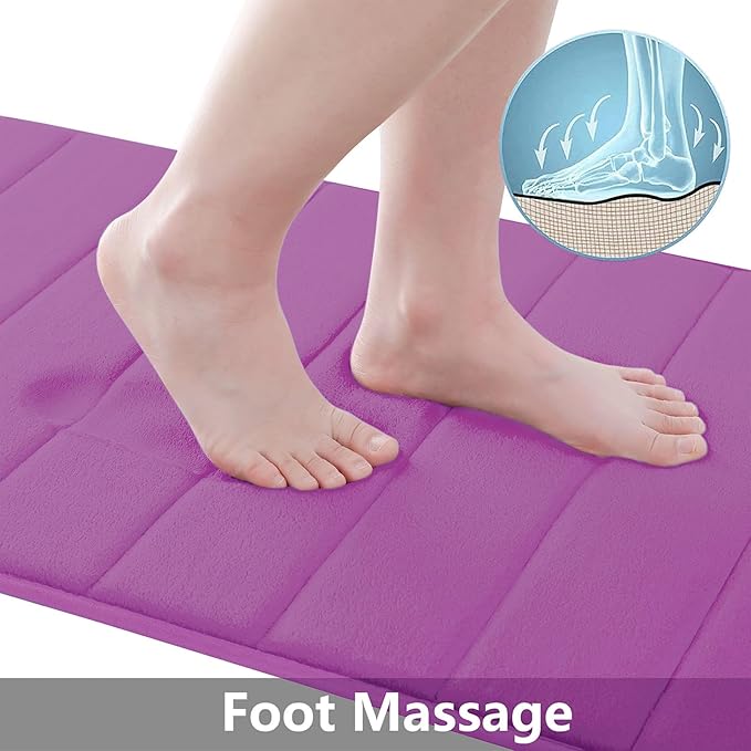 Buganda Memory Foam Bath Mat, 30" x 20", Ultra Soft and Non-Slip Bathroom Rugs, Water Absorbent and Machine Washable Bath Rug for Bathroom, Shower, and Tub, Violet