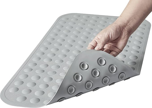 Yanzifly Bathtub Mat Non Slip Bath Mat for Tub Silicone Soft Bath Tub Mat Non Slip Shower Mats, Suction Cups Bath Tub Anti Slip Matt for Family Use, Machine Washable-Grey