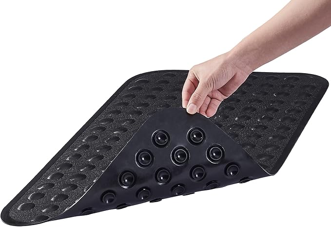 Yanzifly Bathtub Mat Non Slip Bath Mat for Tub Silicone Soft Bath Tub Mat Non Slip Shower Mats, Suction Cups Bath Tub Anti Slip Matt for Family Use, Machine Washable- Black