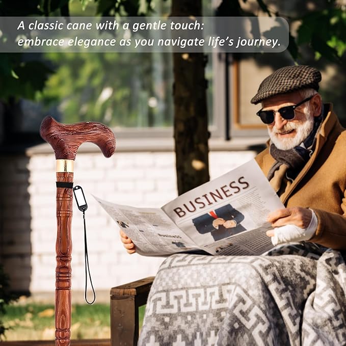 Wooden Walking Canes for Men and Women, Natural Rosewood Walking Sticks for Senior Support, Up to 500 Lbs Walking Stick, Heavy-Duty Walking Cane for Men, Suitable for Gift Giving