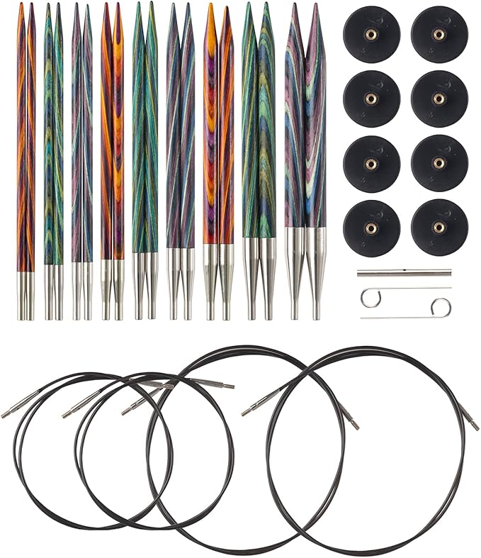 Knit Picks Options Wood Interchangeable Knitting Needle Set - US 4-11 (Mosaic)
