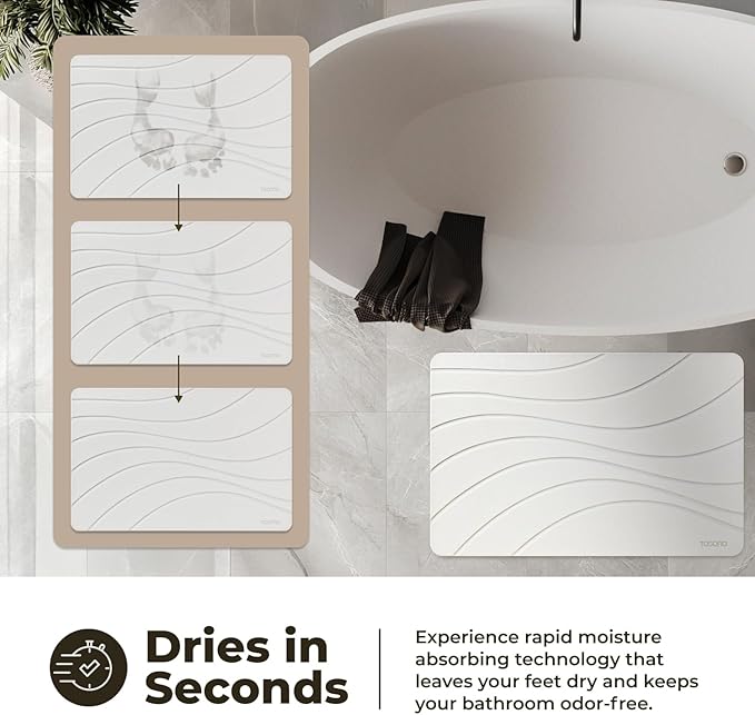 Stone Bath Mat, Diatomaceous Earth Non-Slip Stone Shower Mat - Quick Drying Absorbent Bath Mats for Bathroom - Elegant & Modern Design, Easy to Clean (23.5 x 15) - Sandstone