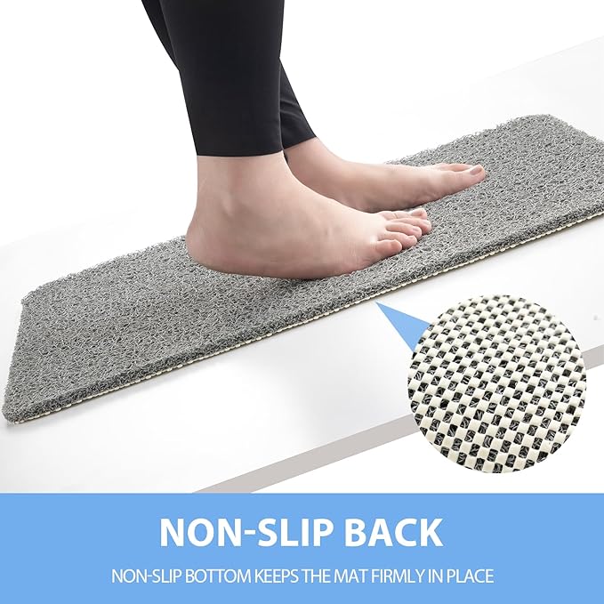 Non-Slip Bathtub Mat, Anti Slip Shower Mat, Fast Drying Bathtub Mats, Foot Scrubber Mat, Anti Slip Mat for Tub, Floor, Bathroom, Kitchen, Home, Hotel (Grey 36"×24")