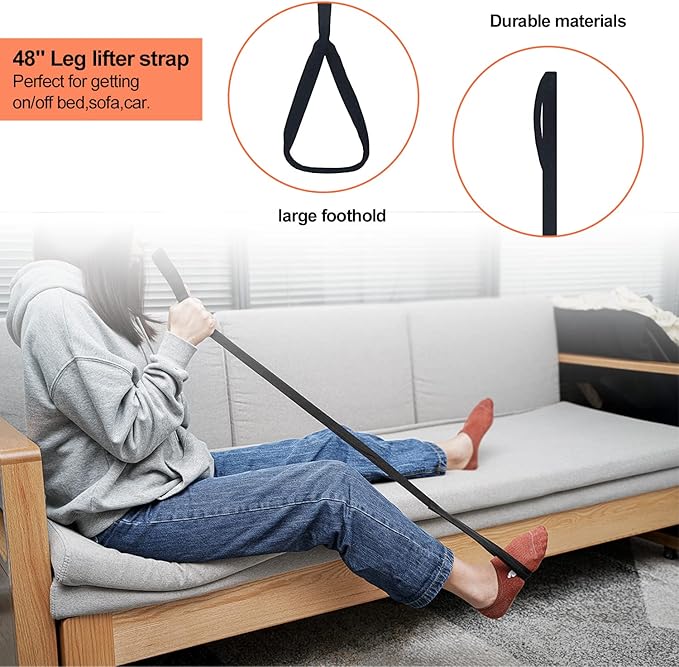 Kekoy 7 In 1 Hip Kit, Knee Back Surgery Hip Replacement Recovery Kit With 32" Grabber Reacher Tool,Sock Aid Device for Seniors,Shoe Horn Long Handle & Dressing Stick,Leg Lifter,Bath Sponge,Storage Bag