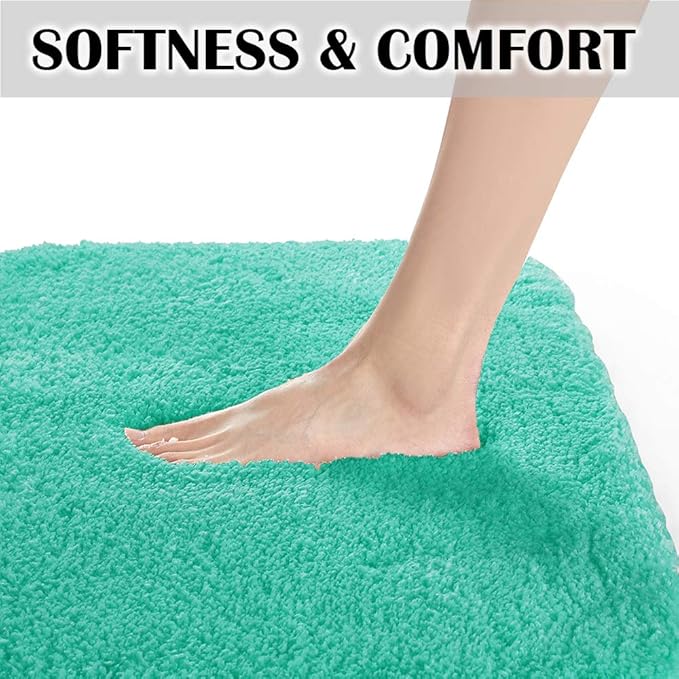 Suchtale Non Slip Bath Mat, Soft Microfiber Shaggy Bathroom Rug, Machine Washable, Thick Plush Shower Mat (20 x 32 Turquoise)