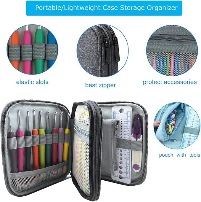 Weabetfu 102pcs Crochet Hooks Set Crochet Hook Kit with Case Ergonomic Crochet Needles for Arthritic Hands and Crochet Accessories Complete Crochet Set for Beginners & Experieced Crochet Lovers