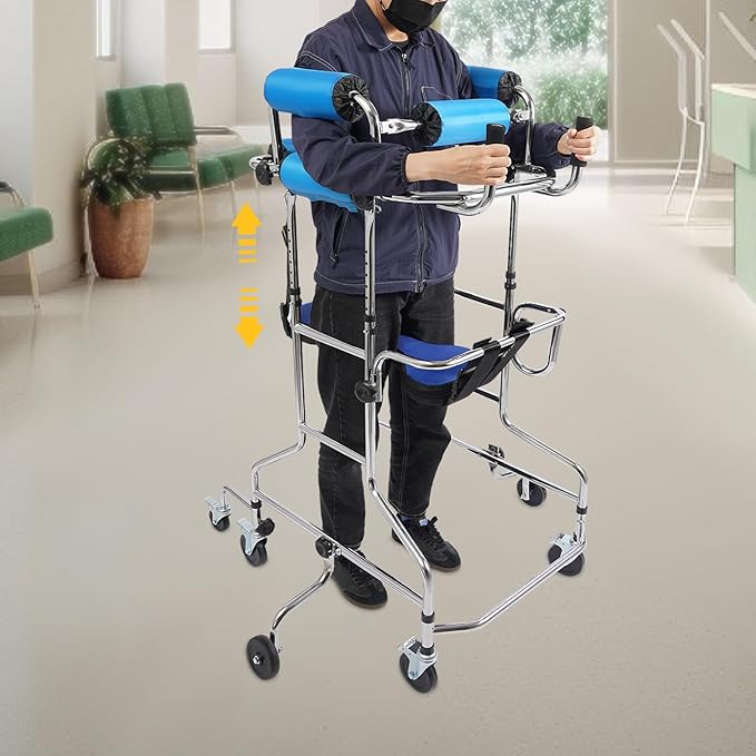 Adult Standing Walker for Seniors, Mobility Aid with Adjustable Height & Width, 8 Wheels with Brakes for Home Use, Ideal for Elderly and Post-Surgery Patients