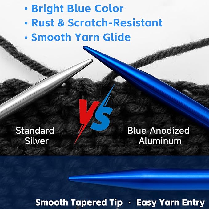 Interchangeable Circular Knitting Needles Set, 13 Pairs (26pcs) Aluminum Knitting Needles Kit, Sizes 3.0mm-10.0mm, Knitting Needle Case & Accessories, for Knitting Projects, Beginners & Advanced