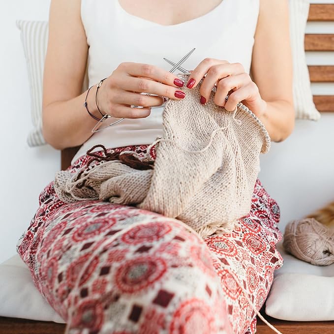 Aeelike Circular Knitting Needle Set 24" for Beginners - 9 Pack Long Round Metal Needles for Blankets, Scarves, Socks