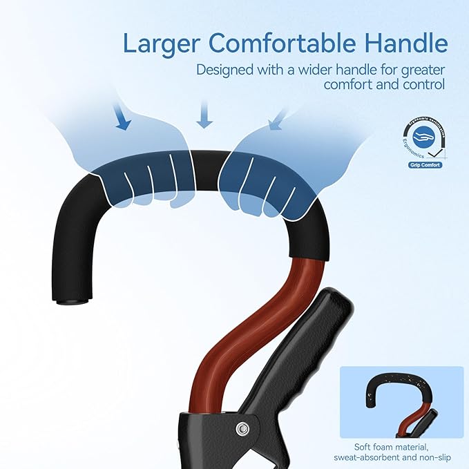 KingPavonini Canes for Women/Men with Second Handle, Foldable & Adjustable Walking Cane with 4-Pronged Base, Quad Cane for Stability, Standing, Balance, Leg Surgery Recovery