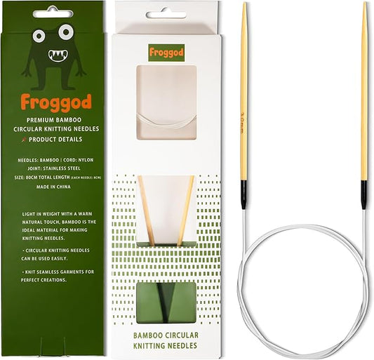 Froggod Bamboo Circular Knitting Needles Size 2.5 – 3.15-inch Bamboo Knitting Needle Tips, 31.5-inch Total Length, Lightweight Wooden Needles