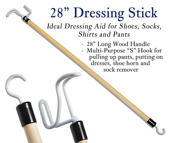 RMS Premium 7-Piece Hip Knee Replacement Kit with Leg Lifter, 19 and 32 inch Rotating Reacher Grabber, Long Handle Shoe Horn, Sock Aid, Dressing Stick, Bath Sponge - for Knee or Back Surgery Recovery