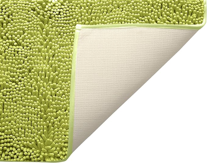 Non-Slip Bath Rug,Extra Soft Microfiber Bedroom Shag Carpet with Anti-Slip Backing,Water/Dust Absorbent Fast Dry Shower Mat,Sound Insulated Stairs Pad,Machine Washable (Lime Green,15 x 23 Inches)