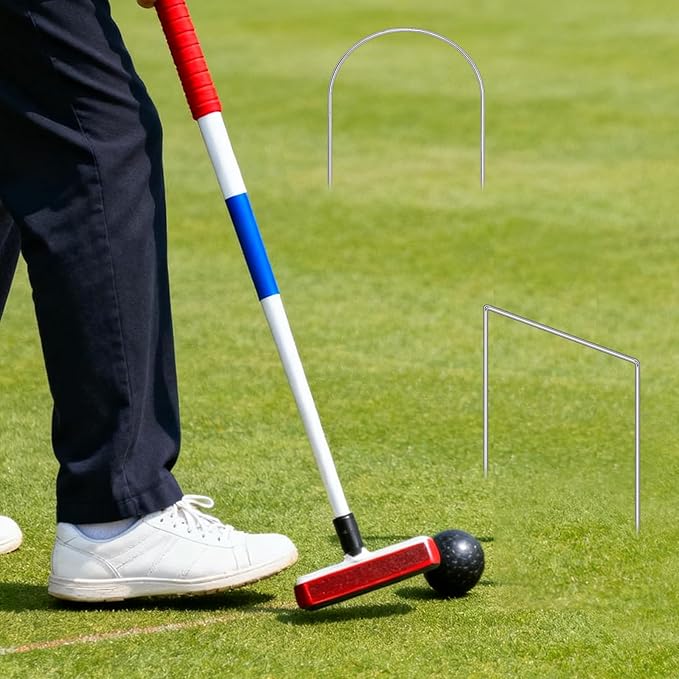 Set of 10 Croquet Wickets Replacement for Croquet Metal Hoops with Galvanized and Plastic Coating for Family Lawn Backyard Outdoor Game (U Shape)