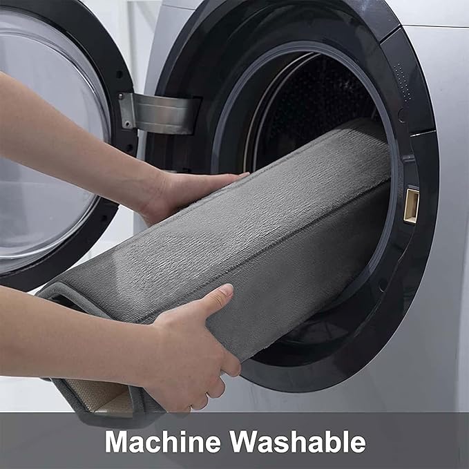 Buganda Memory Foam U-Shaped Contour Toilet Rugs, Non Slip Absorbent, Thick Soft Washable Bathroom Mat, Floor Carpet Bath Rugs Mat for Toilet Base (24" x 20", Grey)