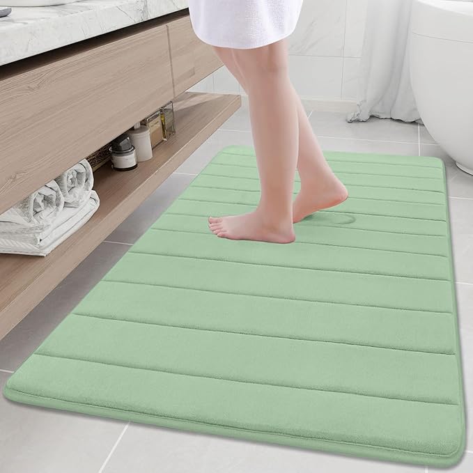 Buganda Memory Foam Bath Mat, 47" x 32", Ultra Soft and Non-Slip Bathroom Rugs, Water Absorbent and Machine Washable Bath Rug Runner for Bathroom, Shower, and Tub, Sage Green
