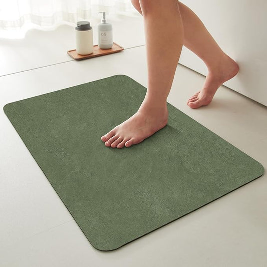 Bathroom Mat Quick Dry, Bathroom Rugs Non Slip Washable Thin Absorbent Bath Mat Fits Under Door Bathroom Floor Mat Perfect for Bath, Shower, or Sink 20"x30" Sage Green