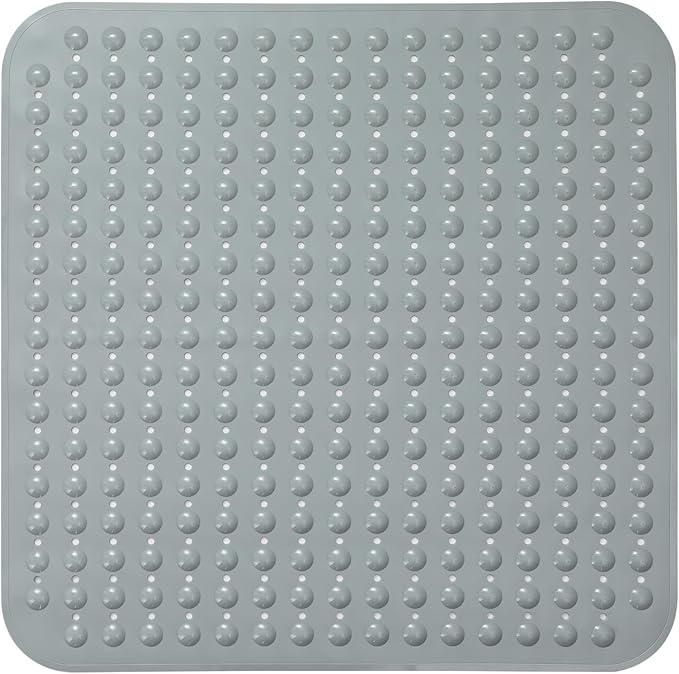 ENKOSI Extra Large Square Non Slip Shower Mat - 31 x 31-inch XL Bathroom Shower Mat - Square Shower Matts for Shower Stall Floors | Secure Suction Cups and Drain Holes (31x31 Mint Green)