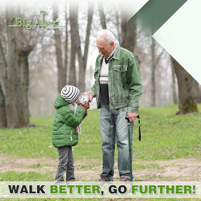 BigAlex Lightweight Collapsible Walking Cane with Soft Comfortable TPR Handle for Seniors and Elderly Adults, Larger Handle for Comfort, Adjustable Support Stick, Portable Travel Aid for Men & Women