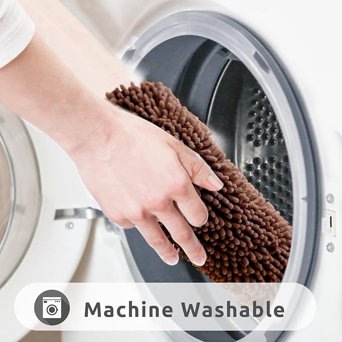 Non-Slip Bath Rug,Extra Soft Microfiber Bedroom Shag Carpet with Anti-Slip Backing,Water/Dust Absorbent Fast Dry Shower Mat,Sound Insulated Stairs Pad,Machine Washable (Coffee,23 x 35 Inches)