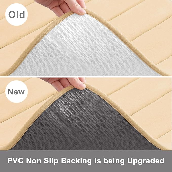 Buganda Memory Foam Bath Mat, 30" x 20", Ultra Soft and Non-Slip Bathroom Rugs, Water Absorbent and Machine Washable Bath Rug for Bathroom, Shower, and Tub, Gold