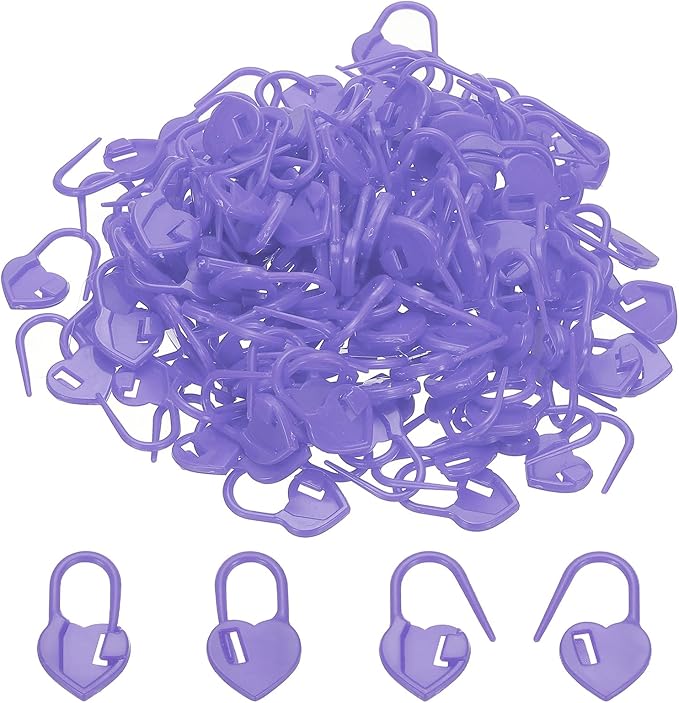 PATIKIL Crochet Stitch Markers, 150Pcs Plastic Knitting Markers Needle Pin Heart Locking Stitch Marker for Sewing Crocheting DIY Craft, Purple