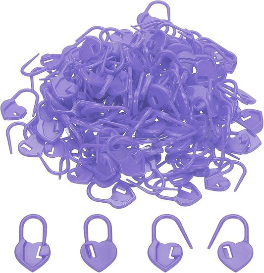 PATIKIL Crochet Stitch Markers, 150Pcs Plastic Knitting Markers Needle Pin Heart Locking Stitch Marker for Sewing Crocheting DIY Craft, Purple