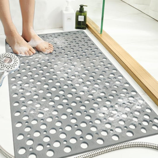 Extra Large Non Slip Shower Mat for Inside Shower, 47x32 Inch Oversized Shower Stall Mat,Bath Mat for Shower with Big Suction Cups,Drain Holes,Two-Sided Anti-Slip