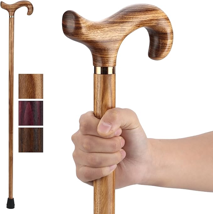 Walking Canes for Men and Women, Wooden Sticks for Seniors, Handcrafted, Ergonomic, Wood Wax Oil Coating Walking Canes for Senior Balance, Crutches for Adults