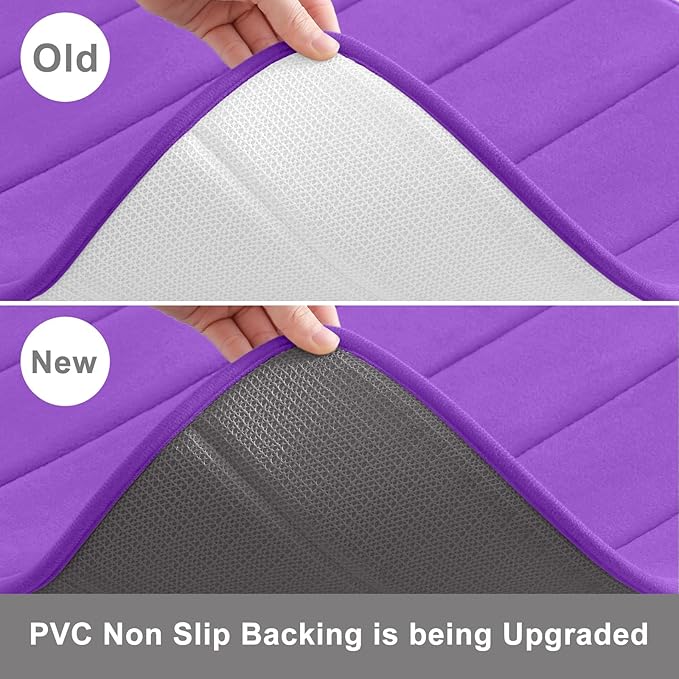 Buganda Memory Foam Bath Mat, 24" x 16", Ultra Soft and Non-Slip Bathroom Rugs, Water Absorbent and Machine Washable Bath Rug for Bathroom, Shower, and Tub, Purple