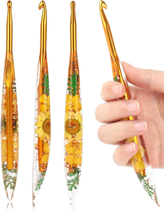 Coopay Crochet Hooks, 6mm Ergonomic Crochet Hook with Floral Plastic Grips, Stylish and Unique, Ideal for Crocheting Blankets, Dolls, Shawls, Hats, Scarves (J-6.0mm)