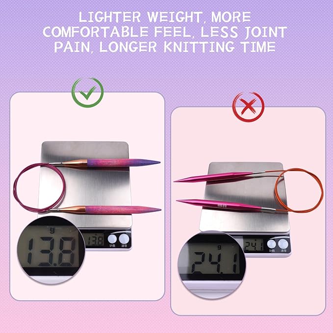 WAZAIGUR Circular Interchangeable Wooden Knitting Needles Set with Case Sizes 3mm, 3.25mm, 3.5mm, 3.75mm, 4mm, 4.5mm, 5mm, 5.5mm, 6mm, 7mm, 8mm, 9mm, 10mm, 13 Pairs, 4 Cables