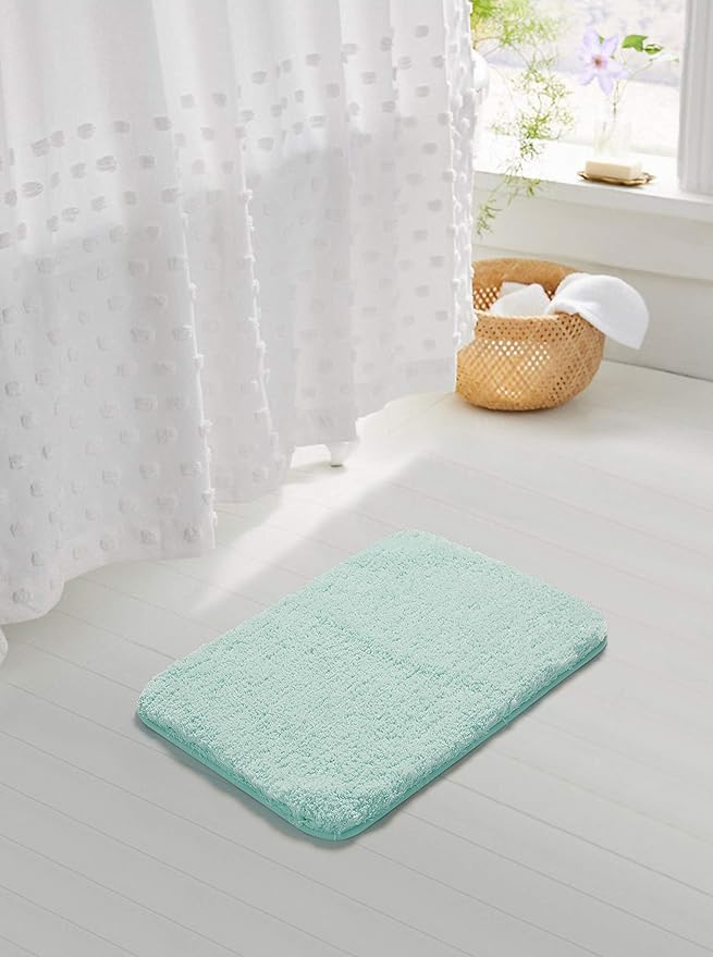 Suchtale Non Slip Bath Mat (20 x 32, Aqua) - Soft Microfiber Shaggy, Thick Plush, Machine Washable