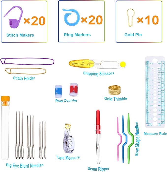 Weabetfu 102pcs Crochet Hooks Set Crochet Hook Kit with Case Ergonomic Crochet Needles for Arthritic Hands and Crochet Accessories Complete Crochet Set for Beginners & Experieced Lovers