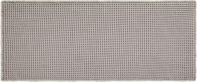Waffle Runner Rug Bathroom, Long Boho Bathroom Rugs Non Slip Washable Super Absorbent Quick Dry Farmhouse Bath Decor, 60"x24" Light Grey