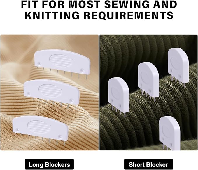 Mevome 25pcs Knit Blocking Pins Kit, White Blockers Combs 100 T-pins & Ruler for Knitting Crochet Projects Lace Needlework Block Tool for Blocking Mats Boards Accessories Device (Purple)