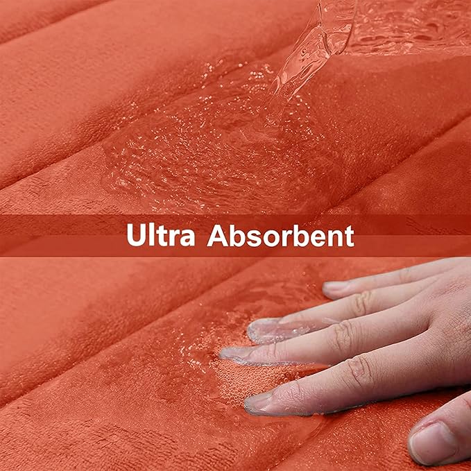 Buganda Memory Foam Bath Mat, 47" x 20", Ultra Soft and Non-Slip Bathroom Rugs, Water Absorbent and Machine Washable Bath Rug Runner for Bathroom, Shower, and Tub, Coral