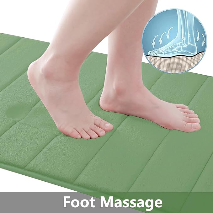 Buganda Memory Foam Bath Mat, 55" x 24", Ultra Soft and Non-Slip Bathroom Rugs, Water Absorbent and Machine Washable Bath Rug Runner for Bathroom, Shower, and Tub, Olive Green