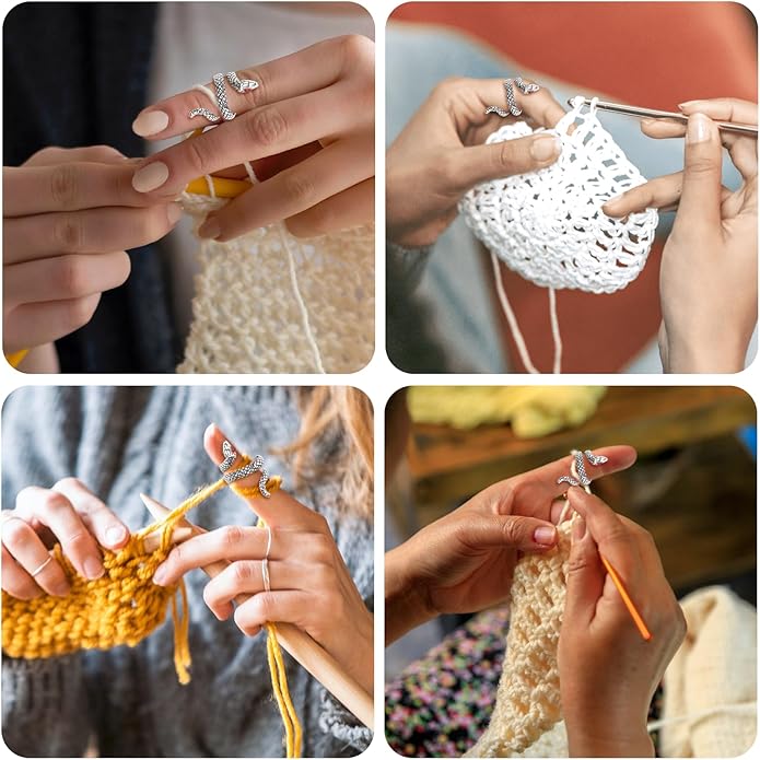 Namifin Crochet Ring for Fingure Adjustable Crochet Tension Ring Yarn Tension Rings Easy Crocheting Crochet Accessories Mother Grandma Thanksgiving Presents