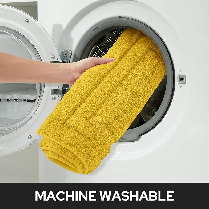 HOMEIDEAS Bathroom Rugs Sets 2 Piece, Super Soft and Absorbent Non Slip Microfiber Machine Washable Bath Mat Set (20" x 32" + 16" x 24", Yellow)