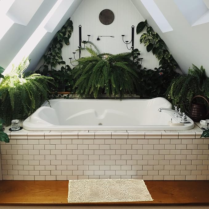 Non-Slip Bath Rug,Extra Soft Microfiber Bedroom Shag Carpet with Anti-Slip Backing,Water/Dust Absorbent Fast Dry Shower Mat,Sound Insulated Stairs Pad,Machine Washable (Beige,19 x 31 Inches)