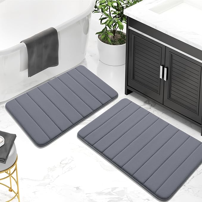 Buganda Memory Foam Bath Mat, 70" x 46", Ultra Soft and Non-Slip Bathroom Rugs, Water Absorbent and Machine Washable Bath Rug Runner for Bathroom, Shower, and Tub, Dark Grey