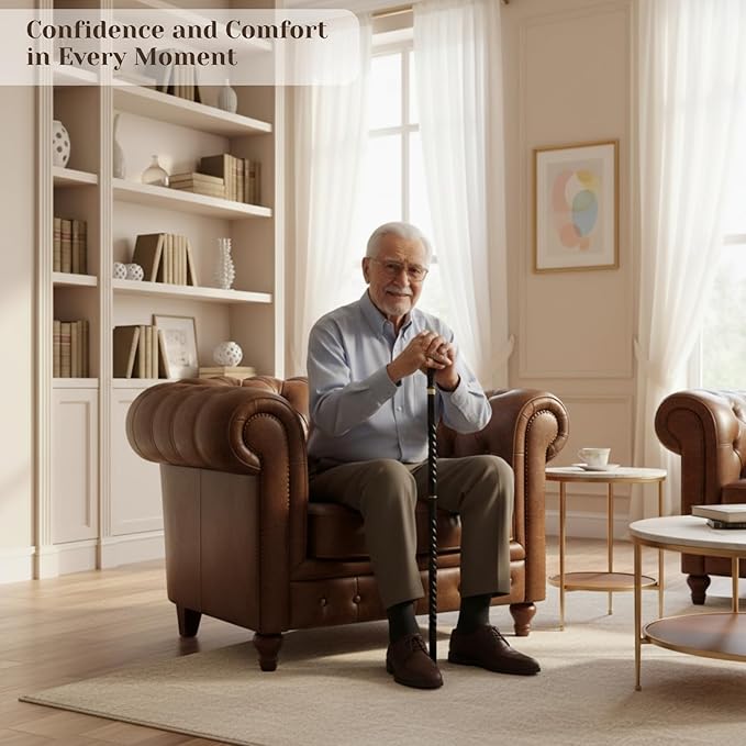 All Black Snake Handle Spiral Wooden Walking Cane