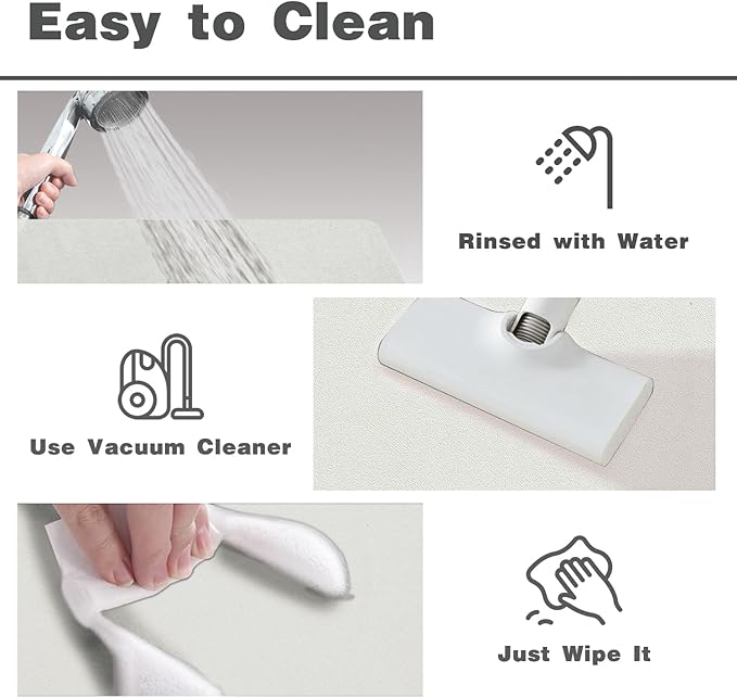 White Bath Mat, Bathroom Rugs Non Slip Washable Thin Absorbent Quick Dry Bath Mat Fits Under Door Bathroom Floor Mat Perfect for Bath, Shower, or Sink 24"x36" White