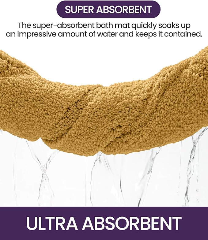 DEXI Bathroom Rug 24x16, Non Slip Washable Bath Mat for Shower Floor, Absorbent Soft Bathmat with Rubber Backing, Quick Dry Microfiber Carpet, Yellow